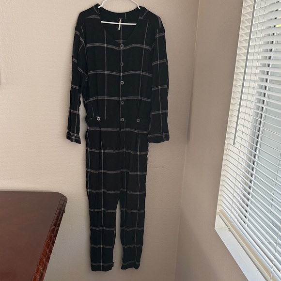Free people keep it in checkered Sz large L jumpsuit with pockets as seen on TV - Picture 6 of 16